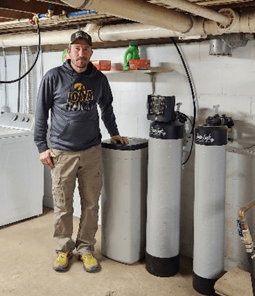 Man with water heater