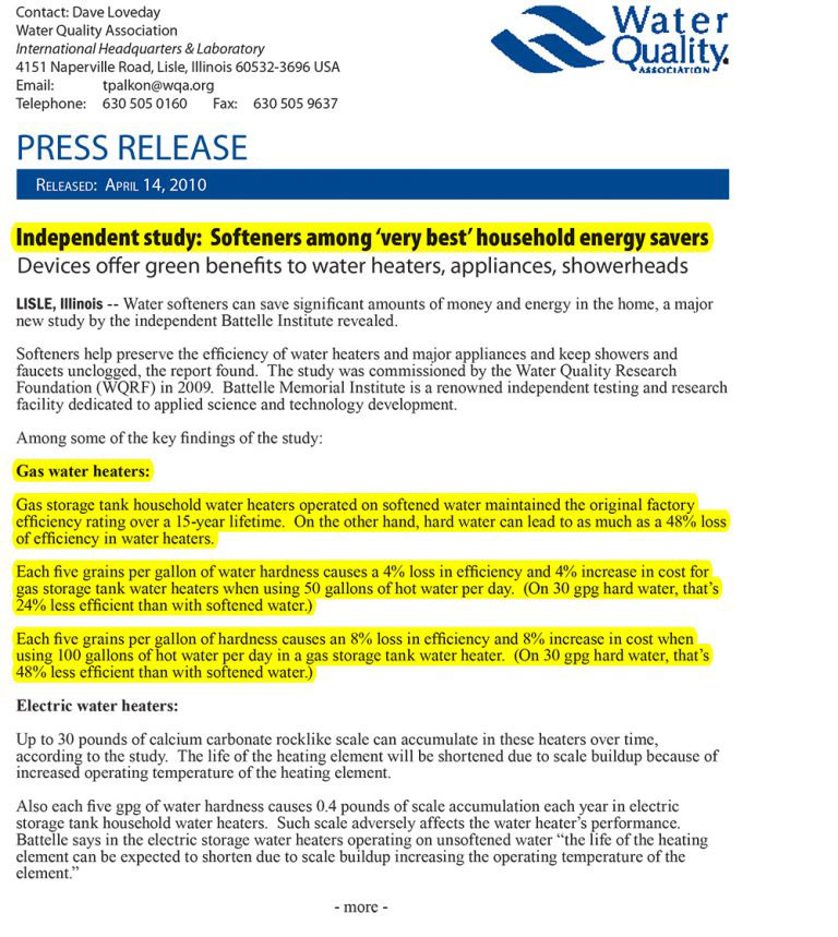 Water Quality Association Press Release