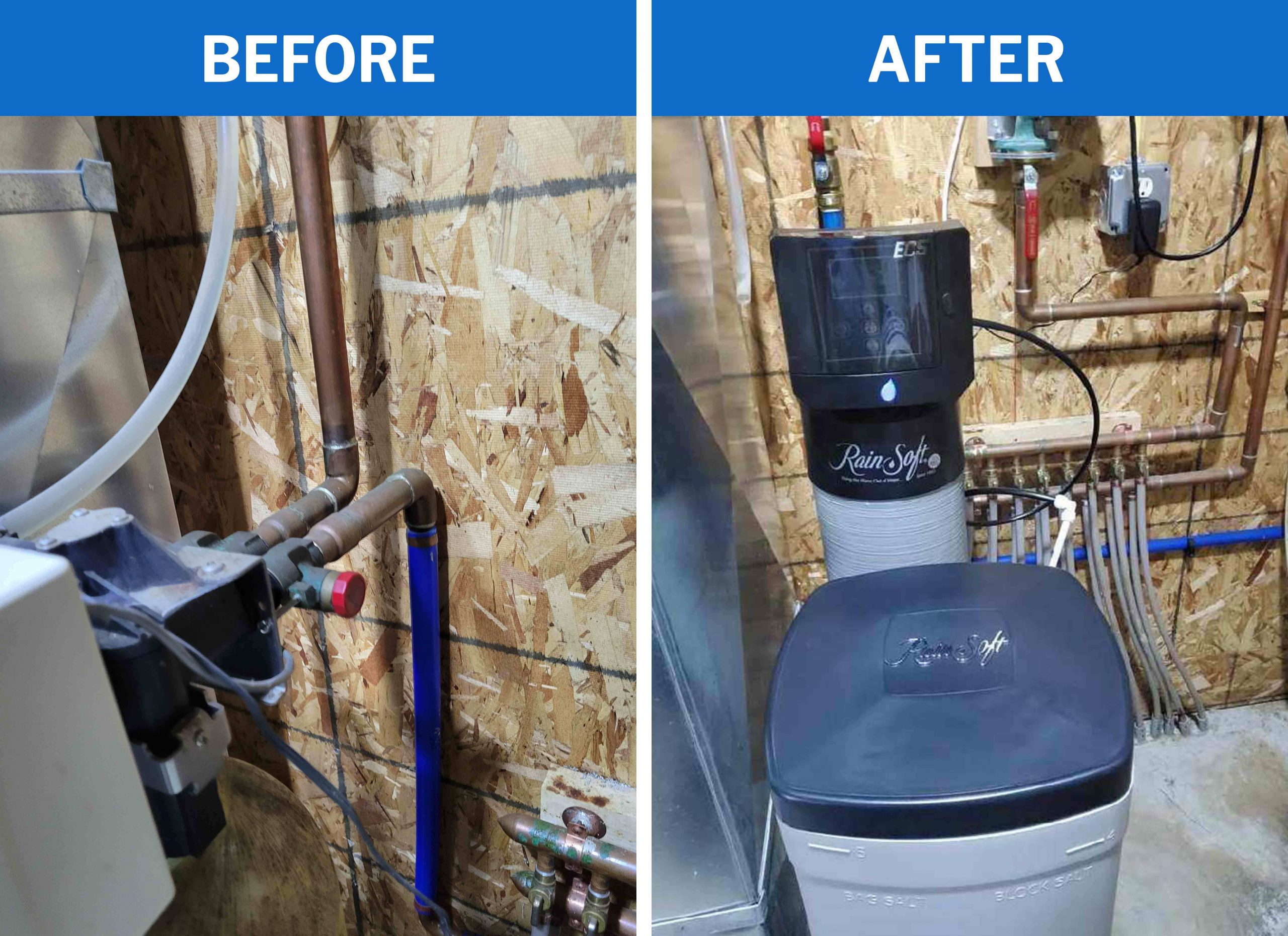 Before and After New Water Softener Installation Service Before and After New Water Softener Installation Service