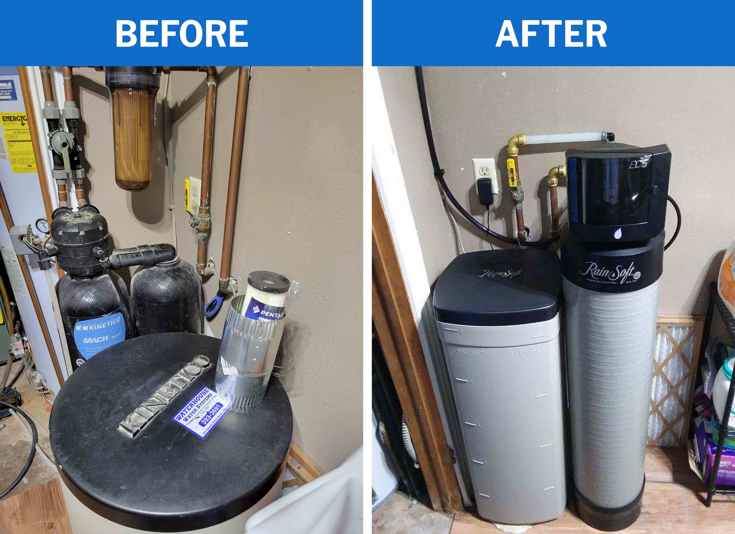 Before and After Old Water Softener Replacements