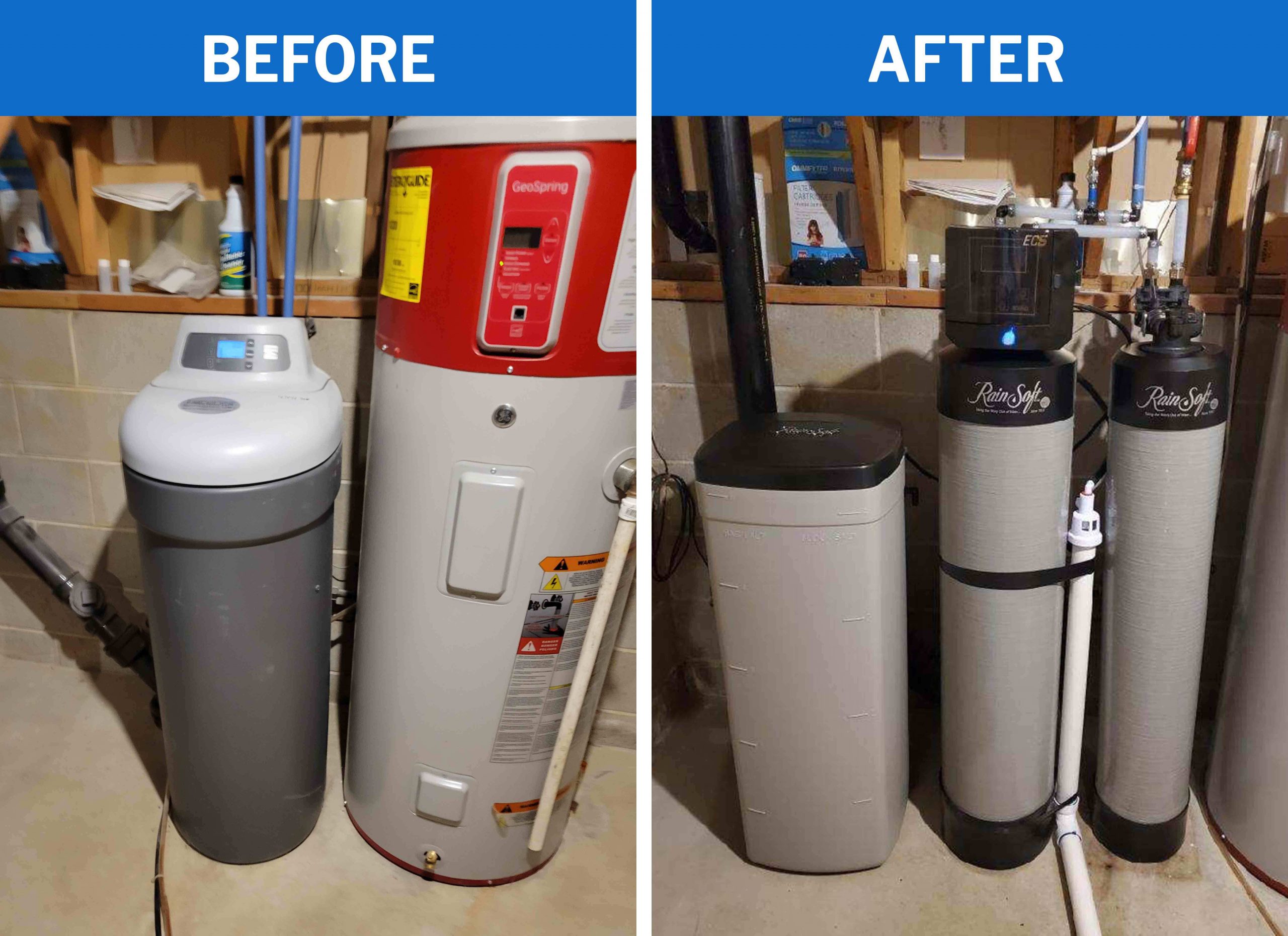 Before and After Water Softener Installation