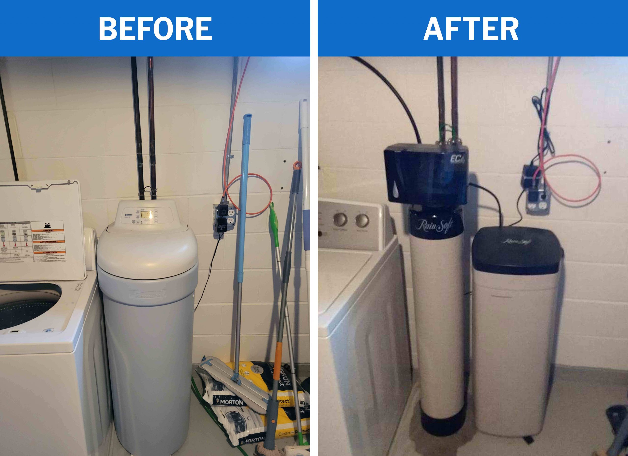 Before and After Water Softener Replacement Service Before and After Water Softener Replacement Service