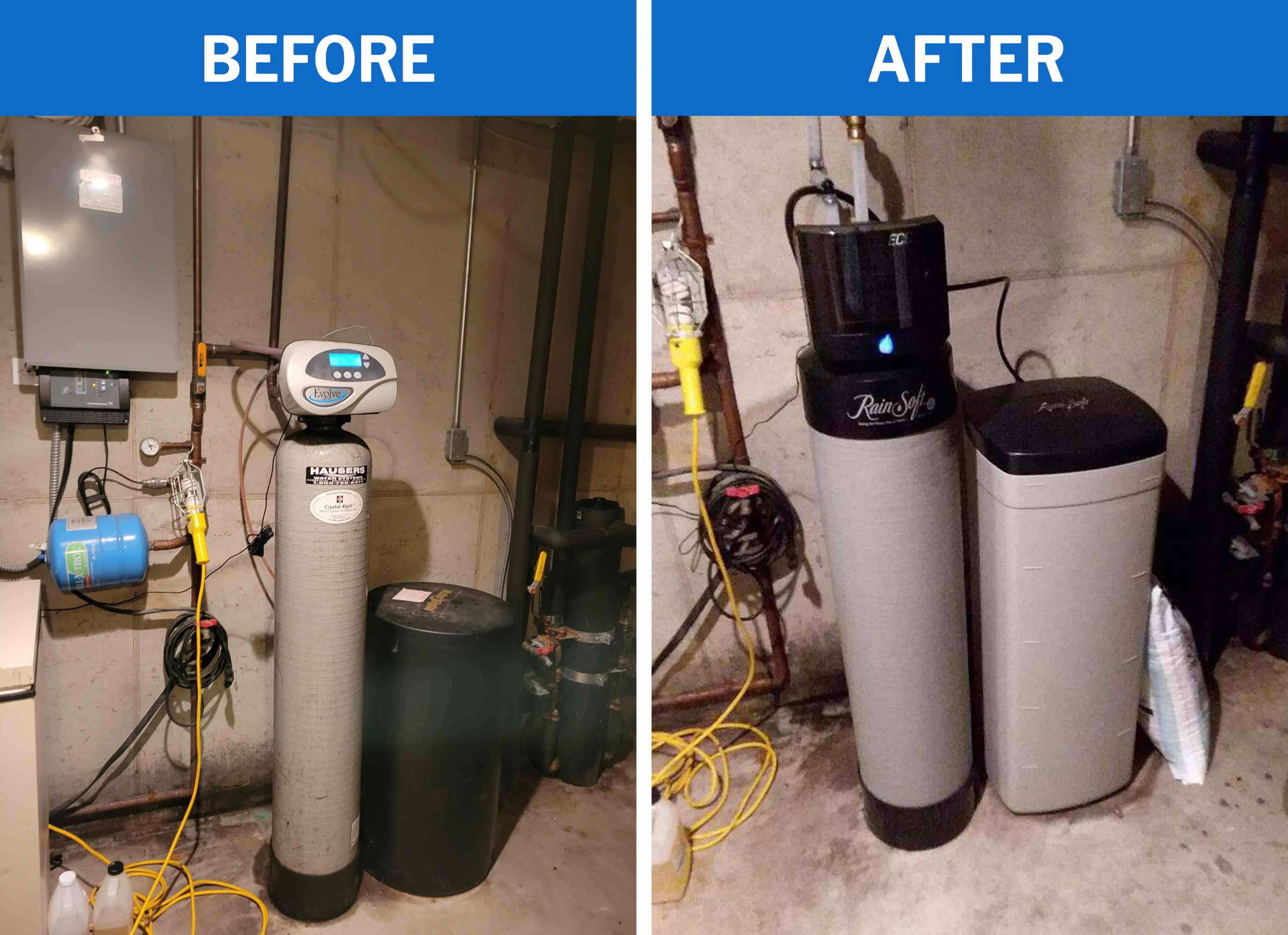 Before and After Water Softener System Installation Service