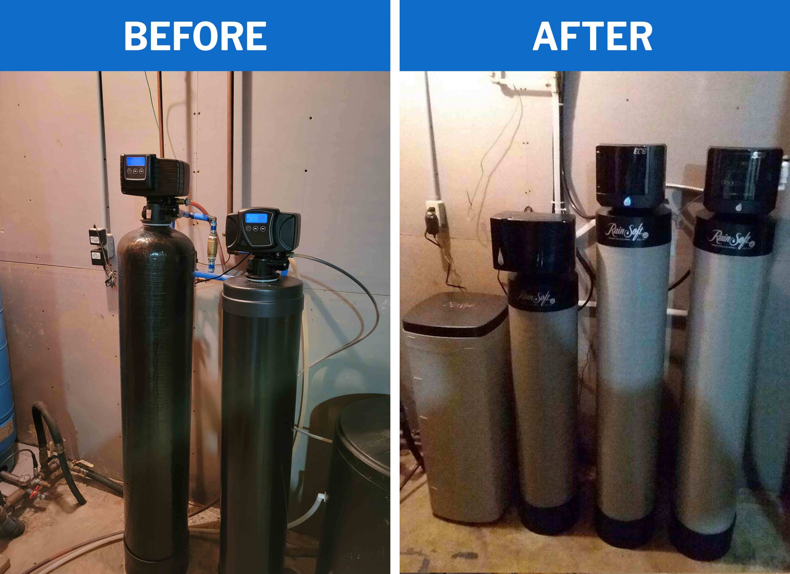 Before and After Water Softener Unit Replacement Service Before and After Water Softener Unit Replacement Service
