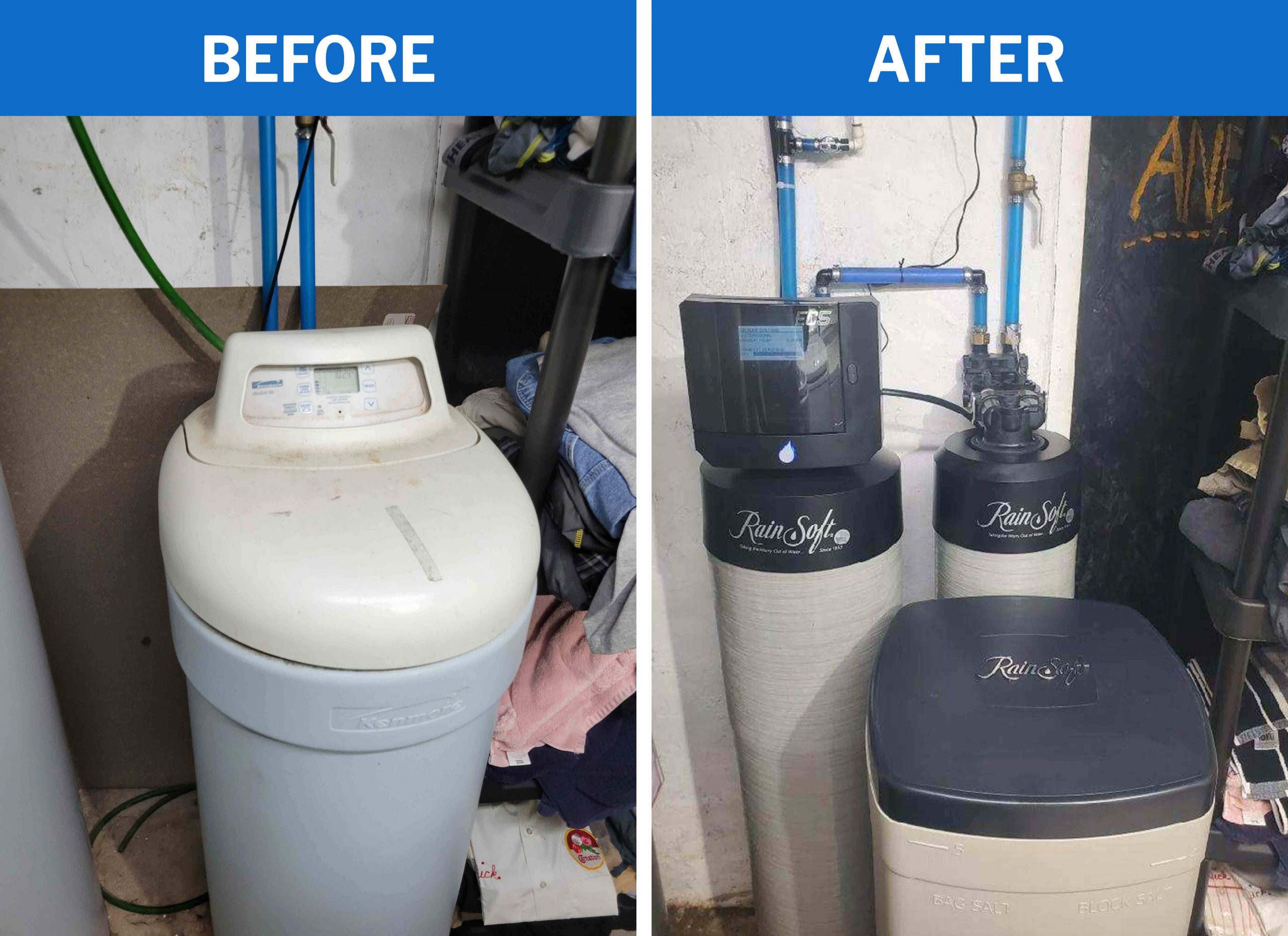 Before and After Water Softener Unit Replacement