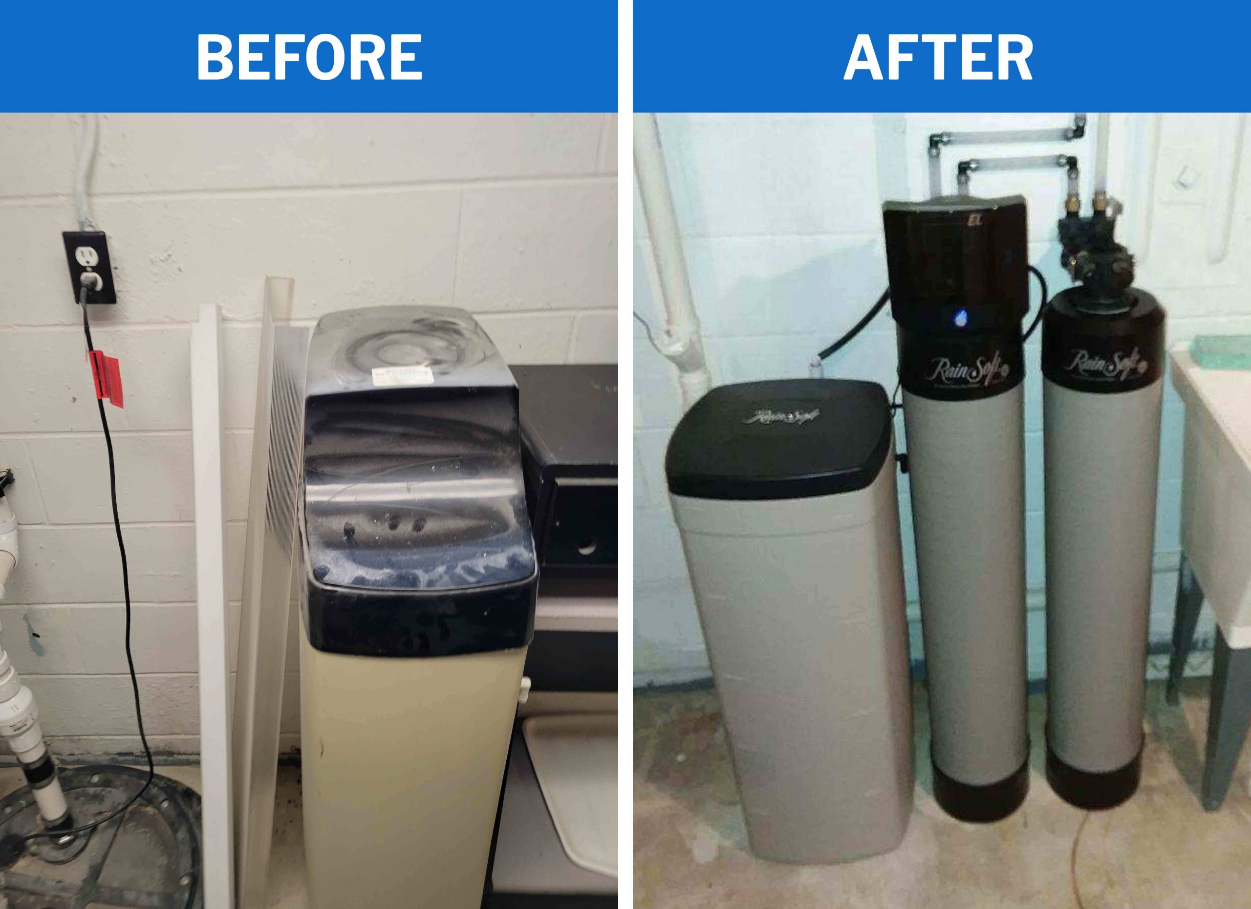Before and After Water Softener Unit Replacements Before and After Water Softener Unit Replacements