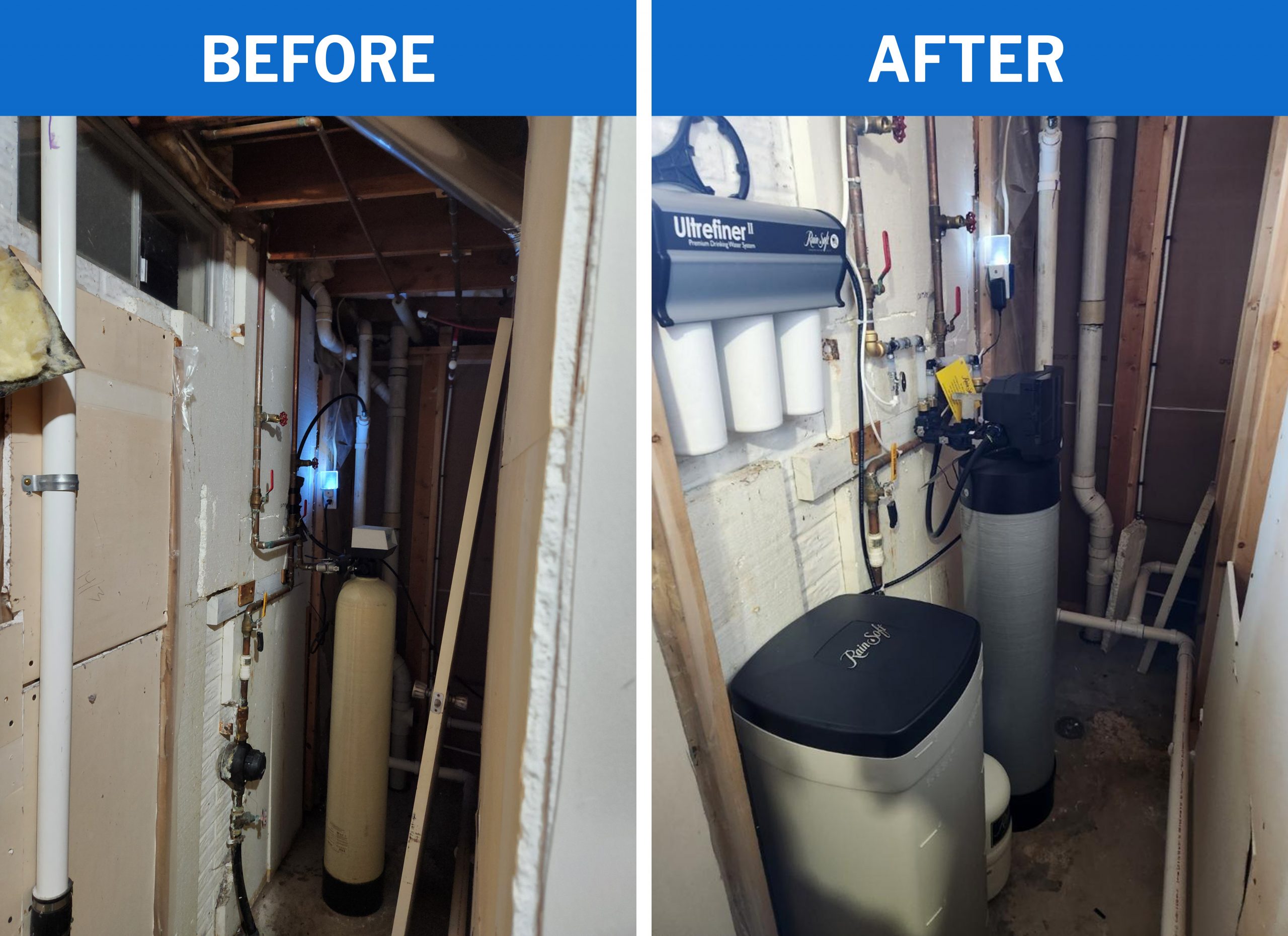Before and After New Water Softener Installation