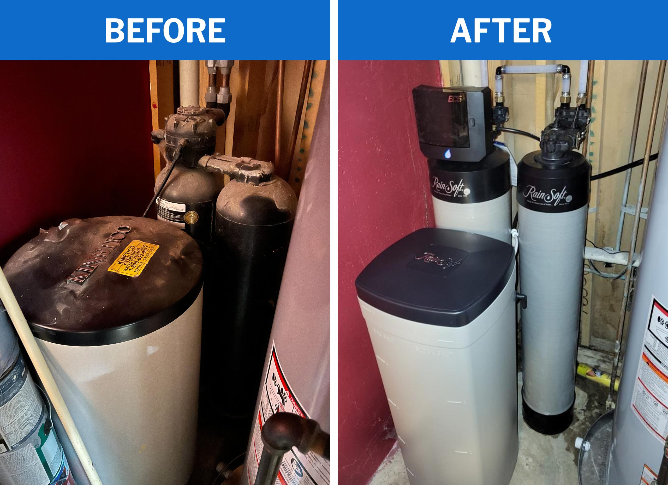 Before and After New Water Softener System Installation Service Before and After New Water Softener System Installation Service