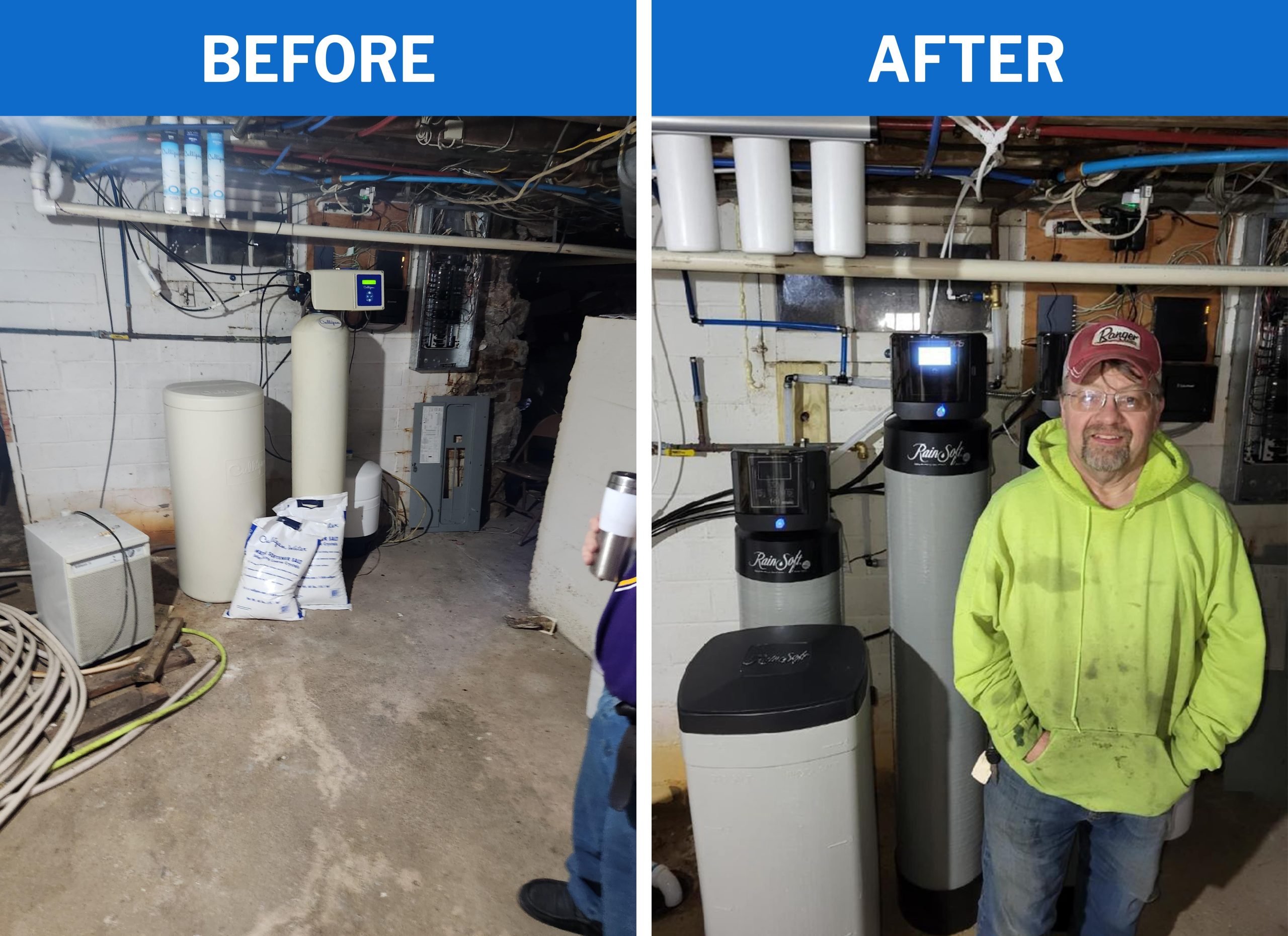 Before and After Water Softener System Installation Project