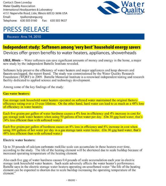 Water Quality Association Press Release